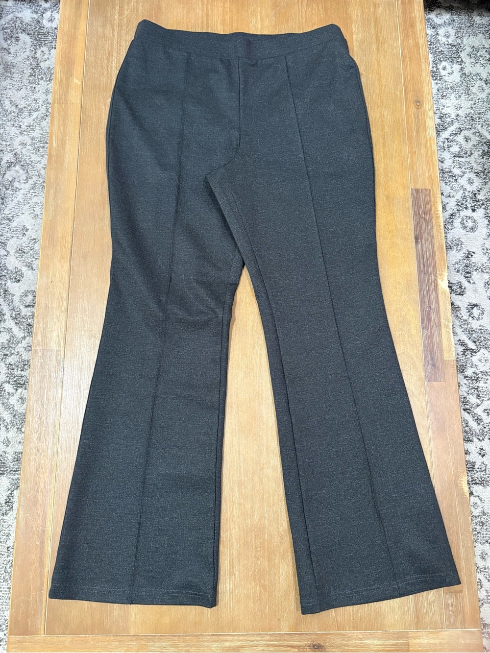 DKNY Grey Ponte Flare Pants with Front Creases